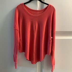 Free People pink waffle knit long sleeve